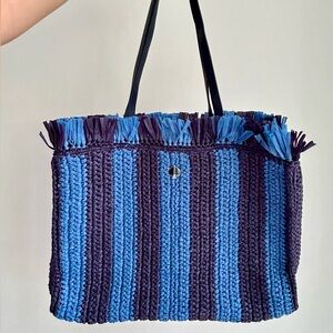 Kate Spade Sam Stripe Straw Large Tote